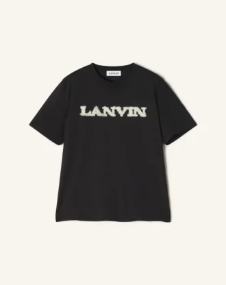 Bawełniana koszulka Lanvin z owczej skóry