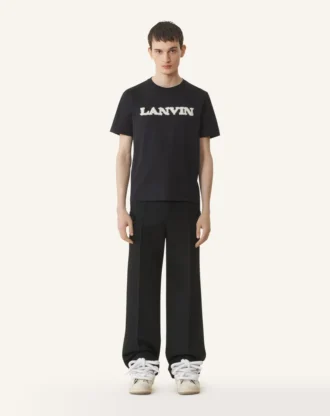 Bawełniana koszulka Lanvin z owczej skóry