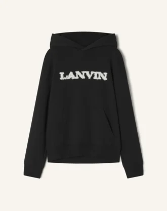 Bluza z kapturem Lanvin z bawełny i owczej skóry