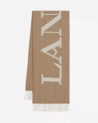 Chusta wełniana z frędzlami Lanvin Signature