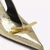Czółenka Lanvin Bow Slingback z pękniętej metalicznej skóry Czółenka Lanvin Bow Slingback z pękniętej metalicznej skóry