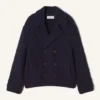 Oversize’owy wełniany płaszcz typu peacoat