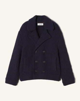 Oversize’owy wełniany płaszcz typu peacoat