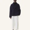 Oversize’owy wełniany płaszcz typu peacoat