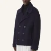Oversize’owy wełniany płaszcz typu peacoat