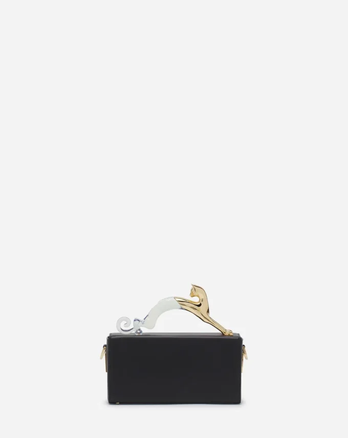 Pencil Cat Nano Leather Bag z dwumateriałowym kotem