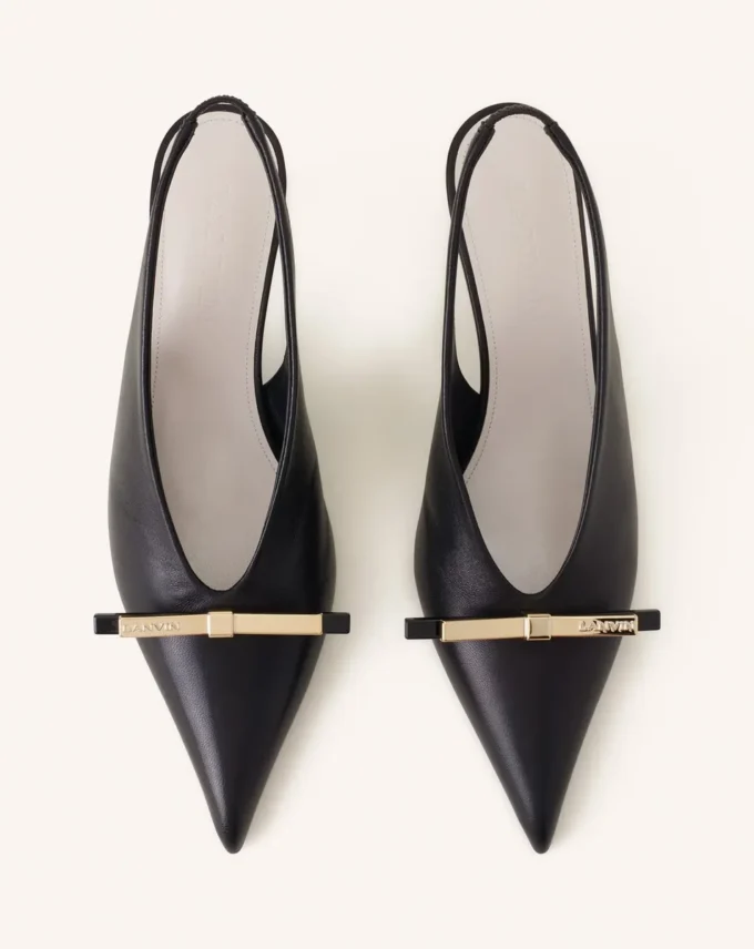 Skórzane czółenka Lanvin Bow Slingback