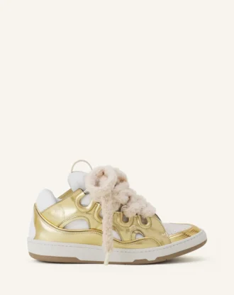 Sneakersy Curb z metalicznej skóry z siateczkowymi sznurowadłami