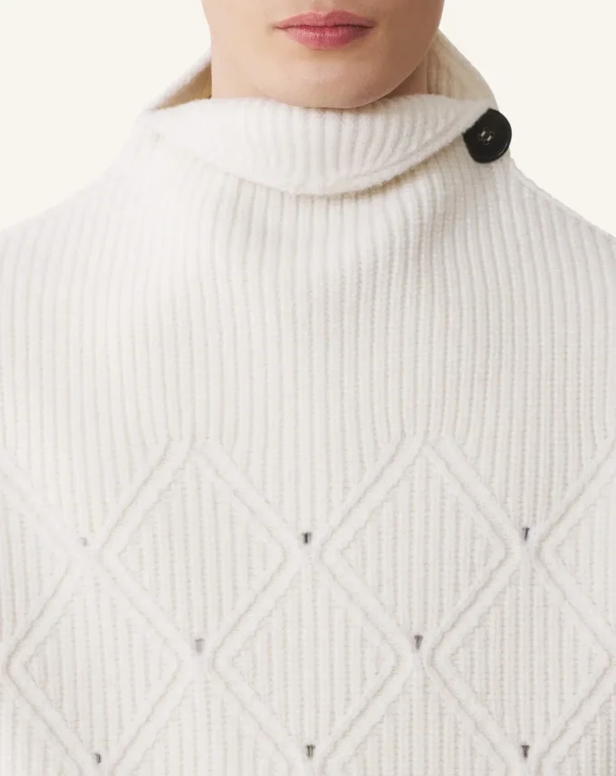Sweter wełniany bez rękawów z diamentowymi detalami Sweter wełniany bez rękawów z diamentowymi detalami