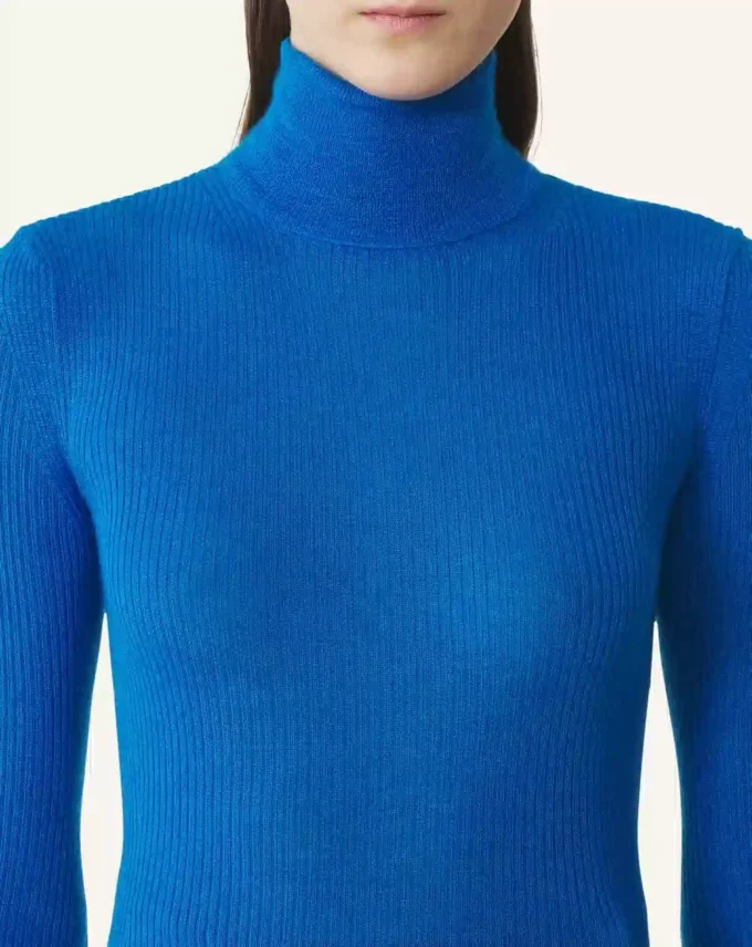 Sweter z golfem z wełny merynosowej i jedwabiu