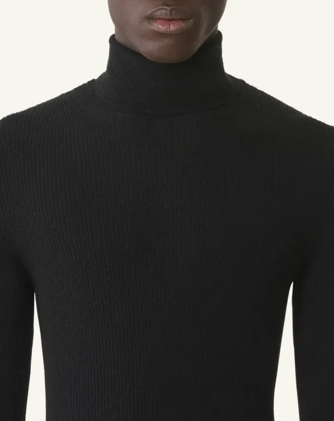 Sweter z golfem z wełny merynosowej i jedwabiu