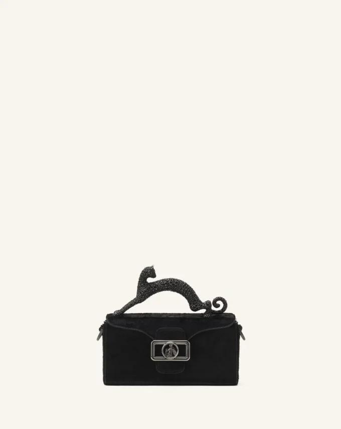 Torba Pencil Cat Nano Leather Bag z efektem kucyka i kryształkami Torba Pencil Cat Nano Leather Bag z efektem kucyka i kryształkami
