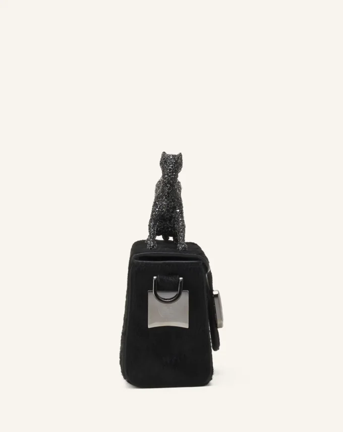Torba Pencil Cat Nano Leather Bag z efektem kucyka i kryształkami Torba Pencil Cat Nano Leather Bag z efektem kucyka i kryształkami
