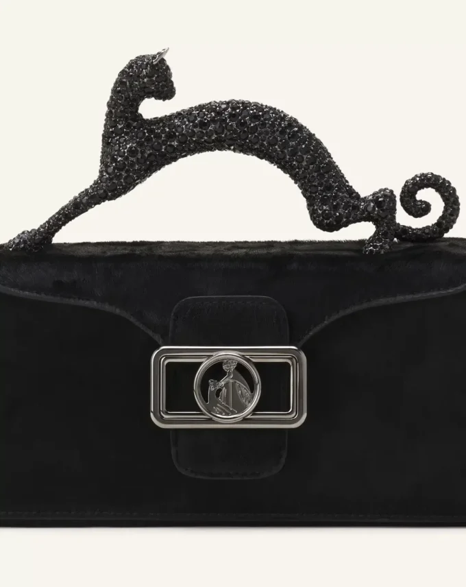 Torba Pencil Cat Nano Leather Bag z efektem kucyka i kryształkami Torba Pencil Cat Nano Leather Bag z efektem kucyka i kryształkami