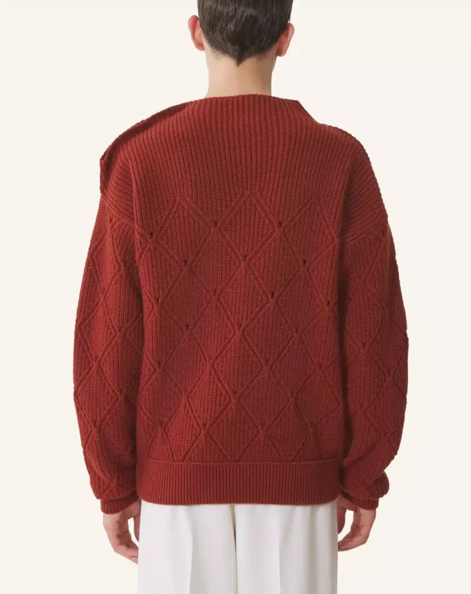 Wełniany sweter z diamentowym detalem Wełniany sweter z diamentowym detalem