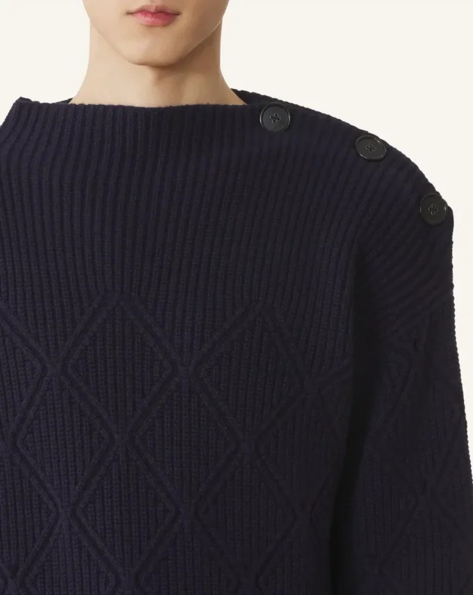 Wełniany sweter z diamentowym detalem Wełniany sweter z diamentowym detalem